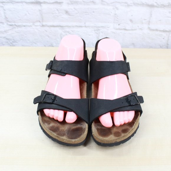 Birki´s by Birkenstock Unisex Black Leather Ankle Strap Sandals Size 39 L8 / M6 - Picture 5 of 9